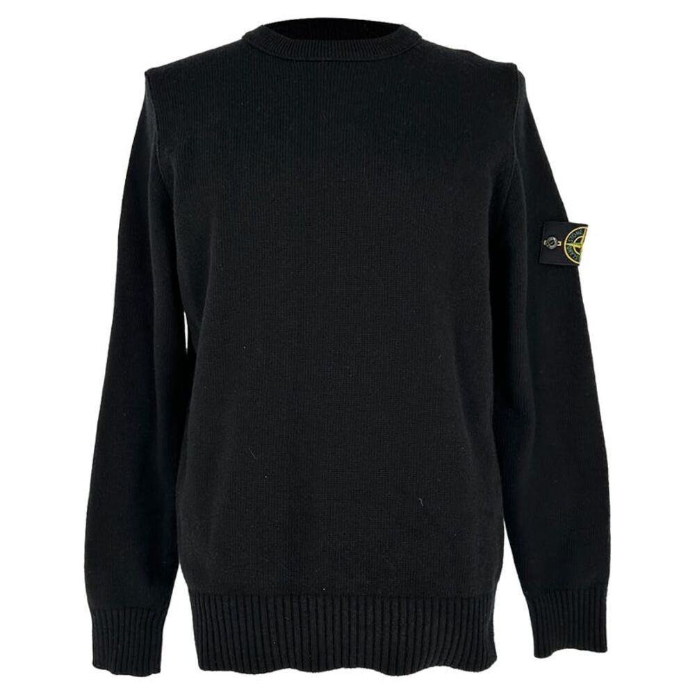 Stone Island Crewneck Knitted Sweater in Black Wool